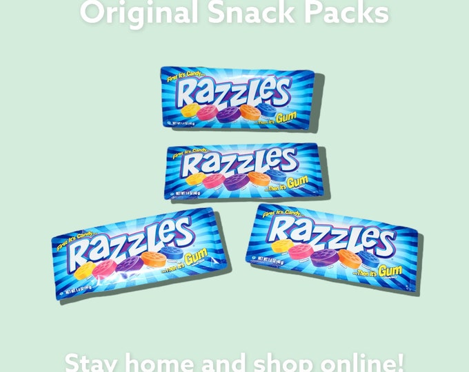 Razzles ~Gum ~Original Classic candy shop ~4 Pack ~Bring back the memories ~Remembering the GOOD OLE DAYS ~Sweet Treats ~Party Favors ~Gifts