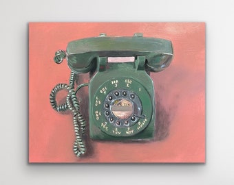 Rotary Telephone, Art Print, Wall art, Home Decor, Office Decor, Retro art print, Fine Art Print, Oil Painting, Small Gift 8X10