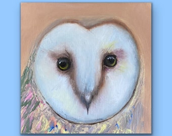 Owl Art Print 2 sizes, 10X10 and 20X20, Made from my original oil painting, Owl Art, Bird Art, wall art, home decor, Animal art