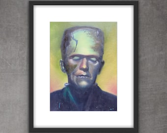 Frankenstein Original oil painting, Fine Art, Wall Art, Home Decor, Office Decor, Original Art, Hand Painted, Creepy art, Framed art, horror