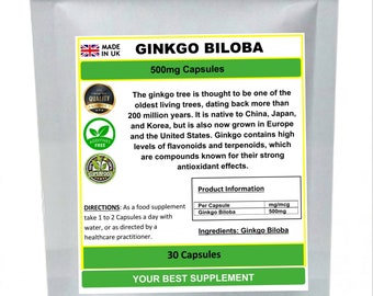 Ginkgo Biloba Kapseln 100% Natur rein ohne Zusätze