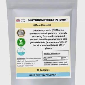 Kapsułki dihydromyricetyny (dhm) 600 mg, czysta, oryginalna hovenia dulcis (98% dhm)