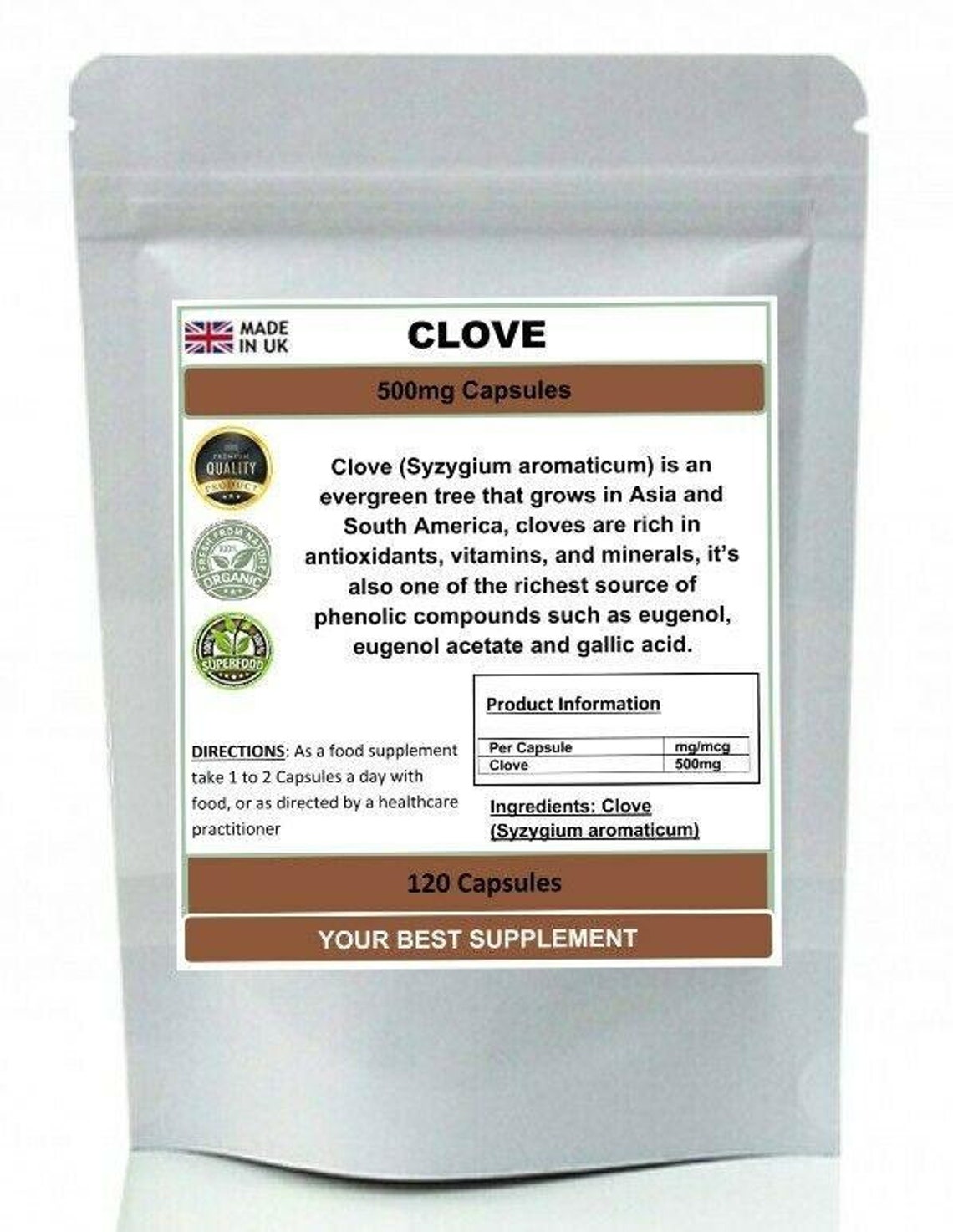 Clove Capsules 500mg 100 Organic pure no additives Syzygium Etsy