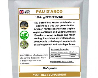 Capsule PAU D'ARCO 100% pure (senza additivi né riempitivi) Taheebo, Lapacho