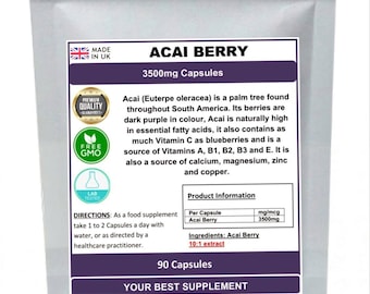 Acai berry extract capsules 3500mg (super antioxidant) pure, no additives