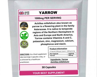 Capsule di Achillea da 1000 mg, 100% naturale, pura (Achillea millefolium)