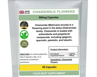 Chamomile Flowers Capsules 100% Natural (pure no additives)