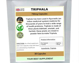 Kapsułki Triphala 750 mg 100% czyste (supermocne) Bez dodatków Bez wypełniaczy