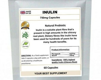Inulin Capsules Natural Prebiotic Pure no additives (High Grade)