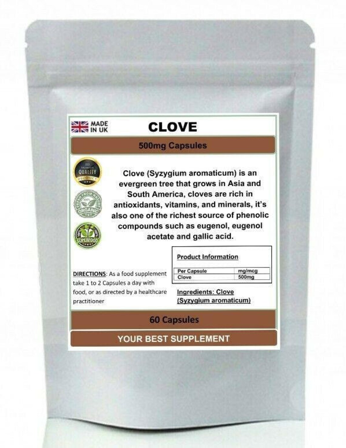 Clove Capsules 500mg 100 Organic pure no additives Syzygium Etsy