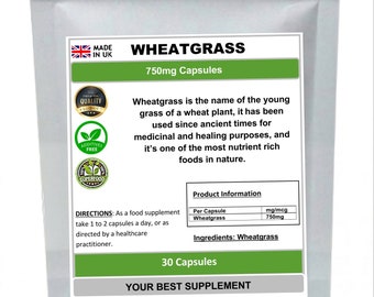 Wheatgrass Capsules 750mg 100% Natural Superfood, Detox