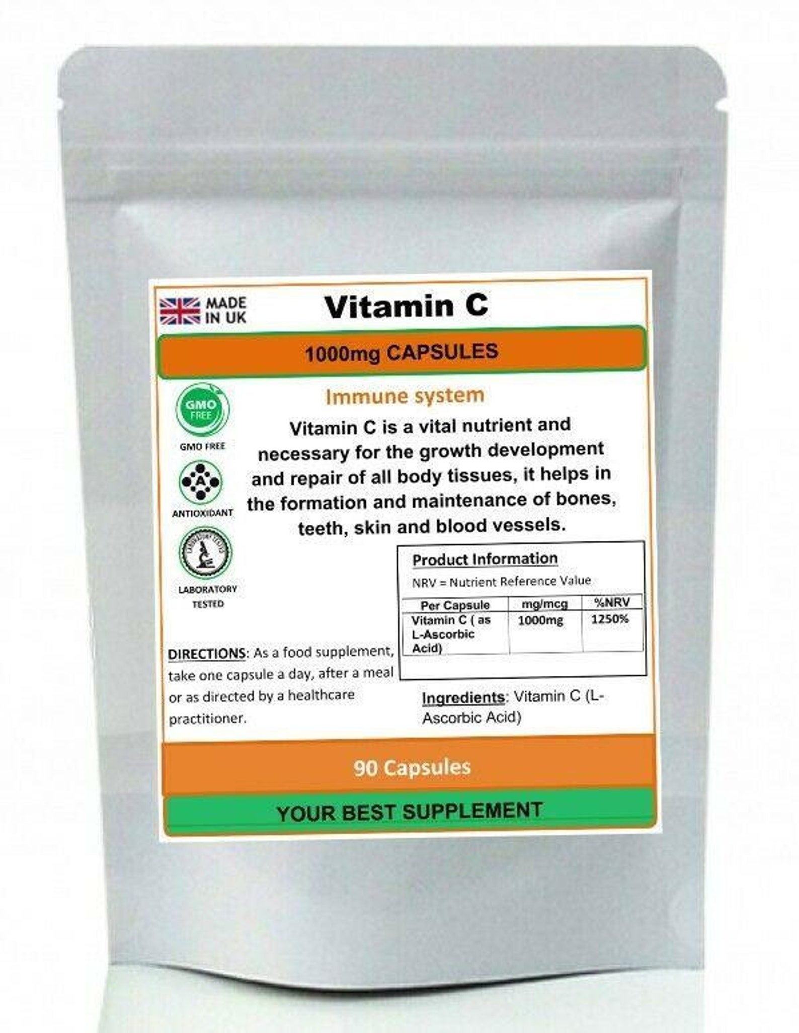 Vitamin C 1000mg Capsules High Strength Immune System Support Etsy