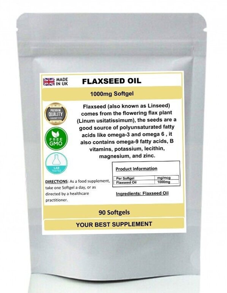 Flaxseed Oil 1000mg Softgel Capsules Pure Omega 3 6 9 Fatty Acids
