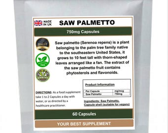 Saw palmetto capsules 750mg (high strength) pure, no additives