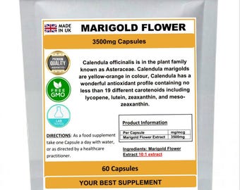 Marigold flower extract capsules 3500mg (high strength) no fillers, no additives