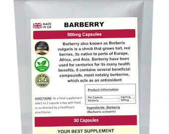 Berberiskapslar 500 mg 100 % ren utan tillsatser (Berberis vulgaris)