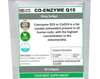 コエンザイムQ10ソフトジェルカプセル30mg（高強度サプリメント）Co-Q10