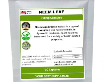 Capsule di foglie di Neem 800 mg 100% pure senza additivi (alta resistenza)
