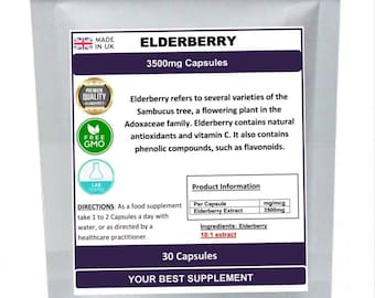 Elderberry extract capsules 3500mg (super antioxidant) pure, no additives