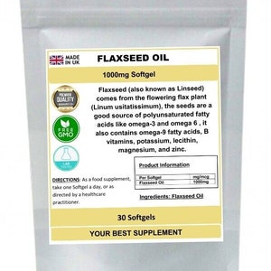 Flaxseed Oil 1000mg Softgel Capsules Pure Omega 3 6 9 Fatty Acids