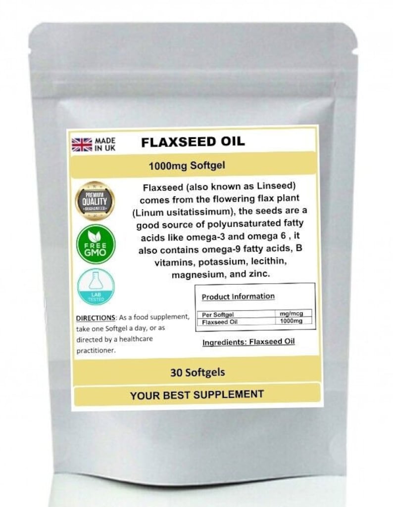 Flaxseed Oil 1000mg Softgel Capsules Pure Omega 3 6 9 Fatty Acids