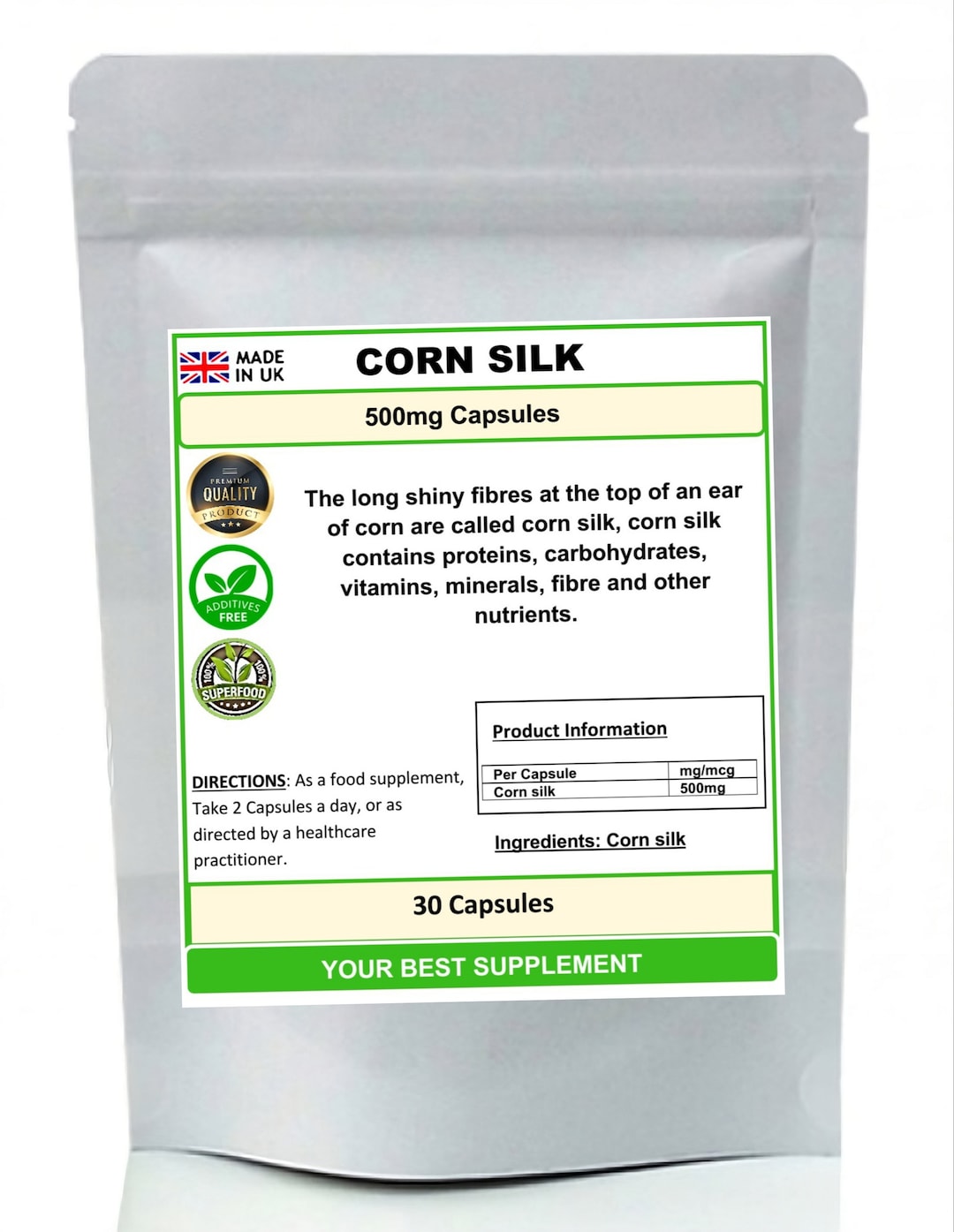 Corn Silk Capsules 500mg 100% Pure (no Additive) High Strength - Etsy UK