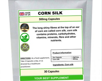 Corn silk Capsules 500mg 100% Pure (no additive) High strength