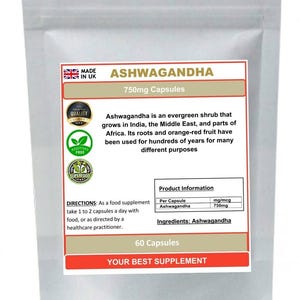 Ashwagandha root capsules 750mg 100% pure superfood image 4
