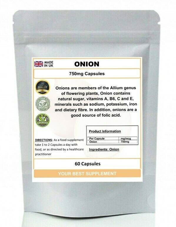 Onion Capsules 750mg 100 Organic Quercetinallium Antioxidant Etsy UK