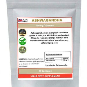 Ashwagandha root capsules 750mg 100% pure superfood image 5