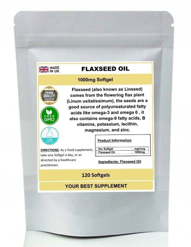 Flaxseed Oil 1000mg Softgel Capsules Pure Omega 3 6 9 Fatty Acids