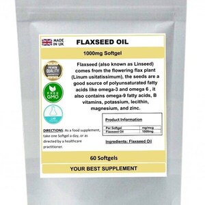 Flaxseed Oil 1000mg Softgel Capsules Pure Omega 3 6 9 Fatty Acids