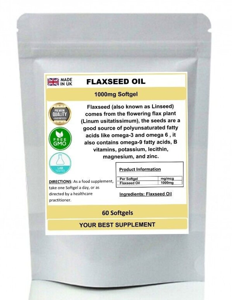 Flaxseed Oil 1000mg Softgel Capsules Pure Omega 3 6 9 Fatty Acids