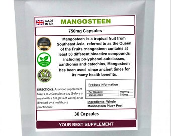 Mangosteen Capsules 750mg (Super Anti-oxidant) Queen Of Fruits, No additives