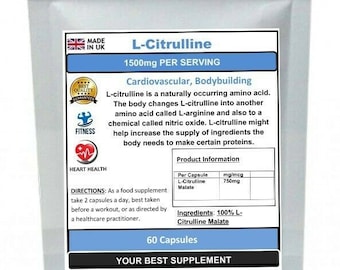 L-Citrulline Capsules 1500mg Cardiovascular Bodybuilding (HIGH STRENGTH)