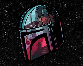 Mandalorian Holographic Helmet Sticker