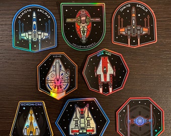 Star Wars Starship Holographic Vinyl Stickers (Laptops/Party Favors/Gifts)