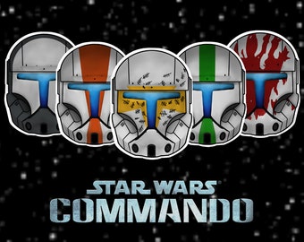 Star Wars Clone Commando Helmet Vinyl Stickers (Hydroflask/Laptops/Water Bottles/Party Favors)