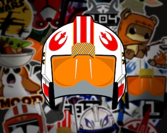 Star Wars Rebel Pilot Helmet Vinyl Stickers (Hydroflask/Laptops/Water Bottles/Party Favors)