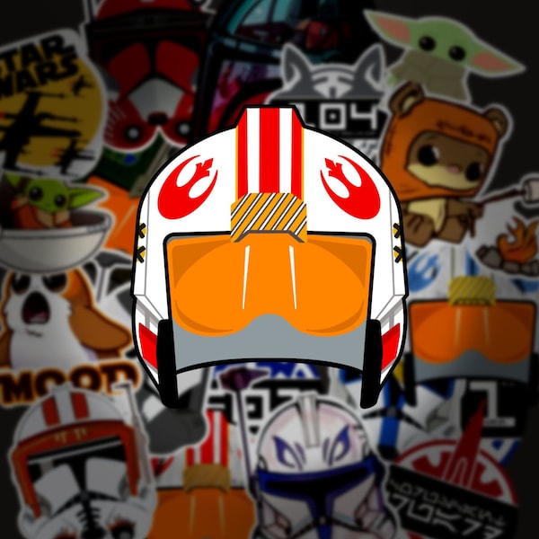 Star Wars Rebel Pilot Helmet Vinyl Stickers (Hydroflask/Laptops/Water Bottles/Party Favors)