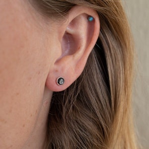 Black Pearl Stud Earrings Handmade with Sterling Silver