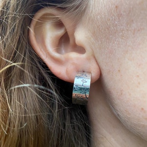 Hand-Stamped Hoop Earrings made with Sterling Silver