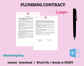 Plumbing Contract Template: Plumber Business Form (Word)