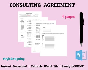 Consulting Agreement, Client Agreement, Service Contract, Freelance Agreement, Business Agreement, Marketing Consulting, IT Consulting, Word