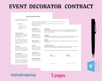 Modello di contratto per decoratore di eventi: accordo di progettazione di interni e pianificazione (file WORD)
