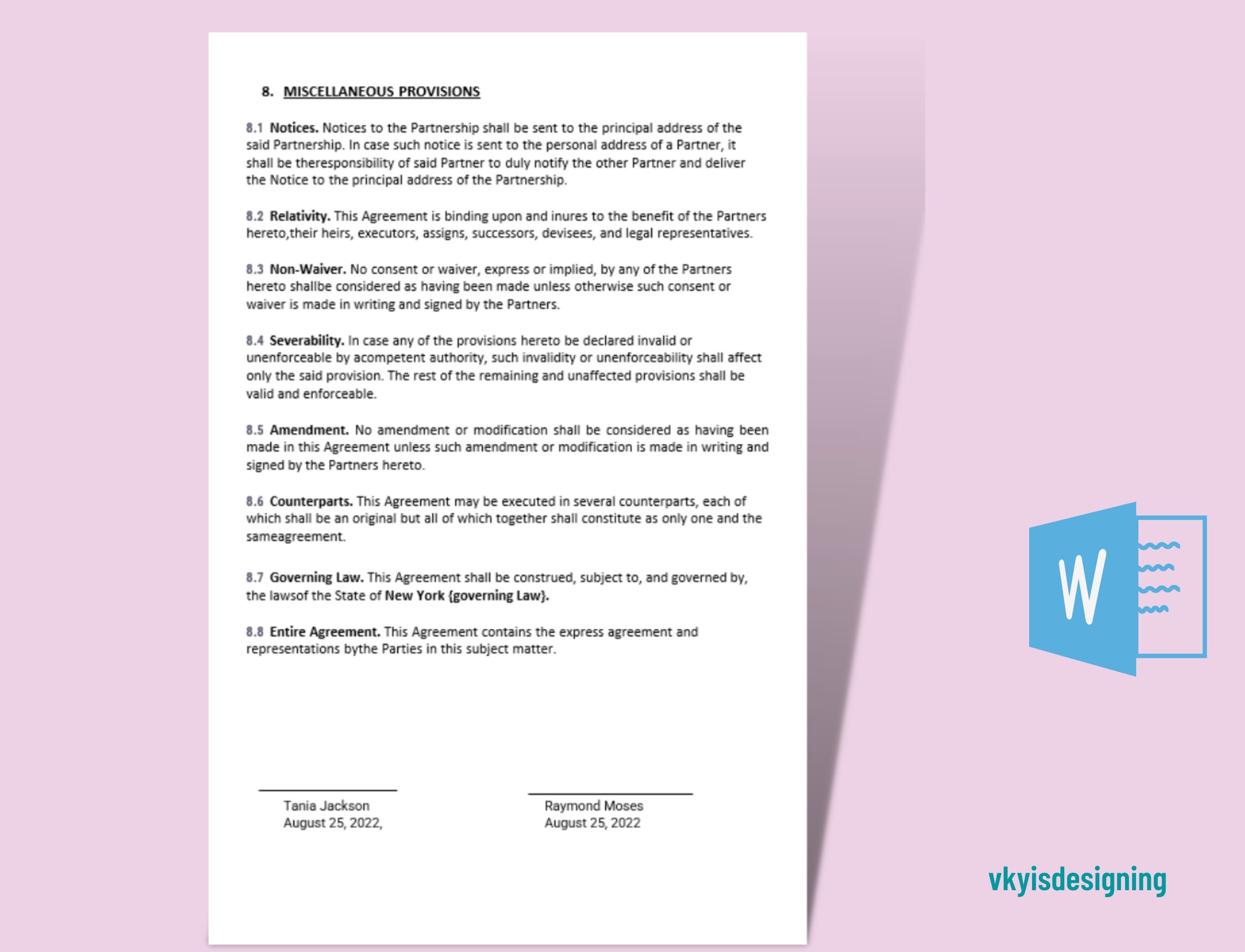 Business Partnership Agreement Legal Document Partnership - Etsy