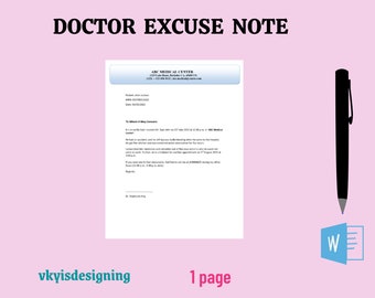 Doctor&#39;s Excuse Template: Medical Office Forms (Editable WORD)