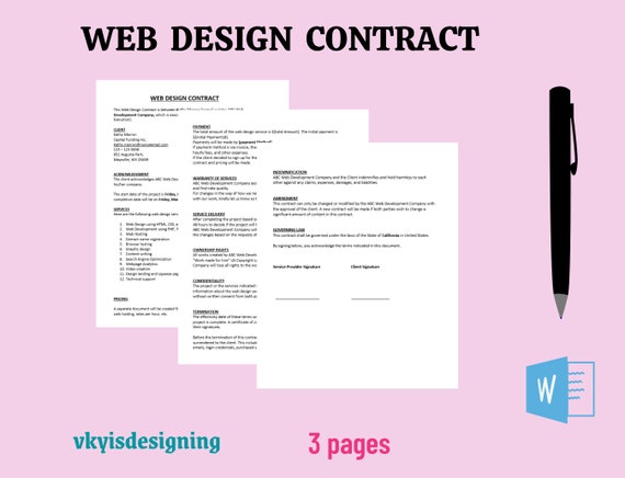 Web Design Contract Template: Custom Website Agreement (Editable Word)