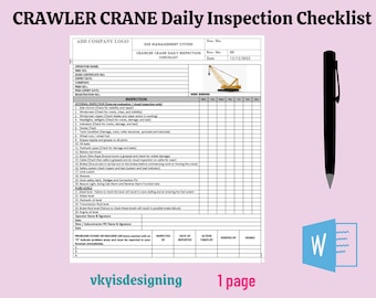 Crawler Crane Daily Inspection Checklist - Safety Report (WORD)
