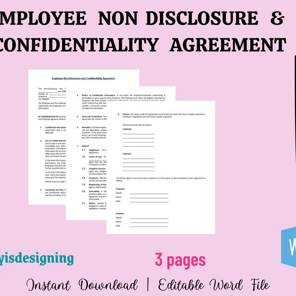 Employee Confidentiality Agreement Template - Etsy